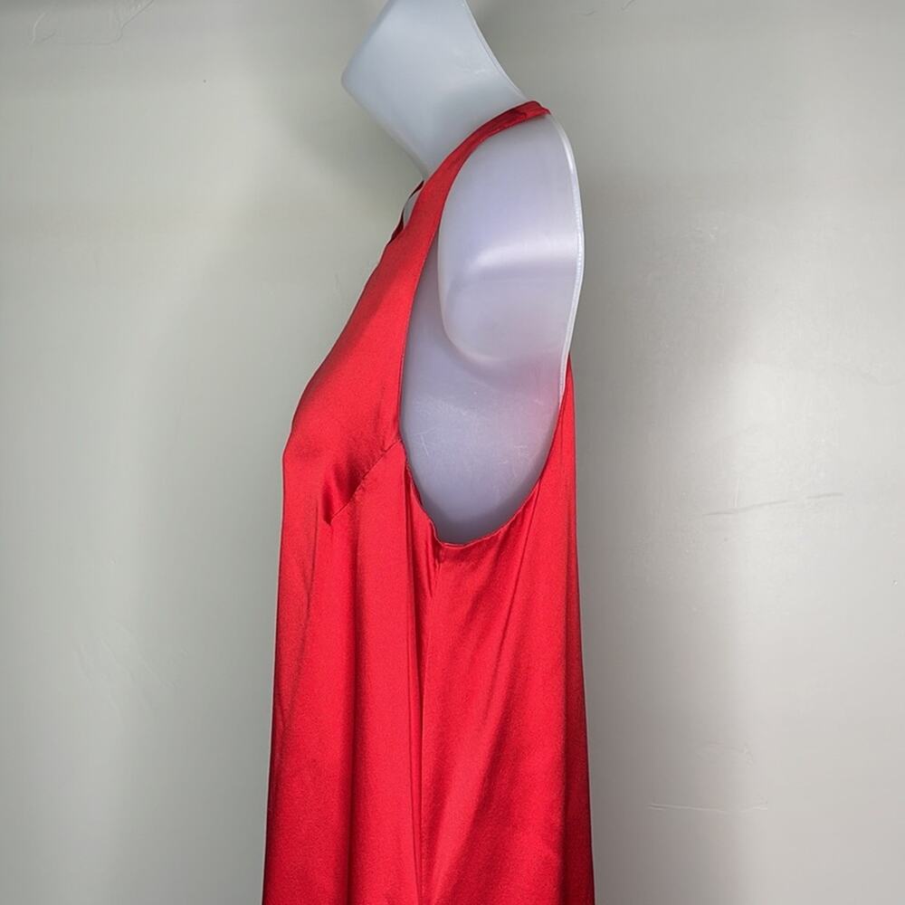 AIDAN MATTOX Red 100% Silk Asymmetrical Sleeveless Women’s Dress - Picture 7 of 13